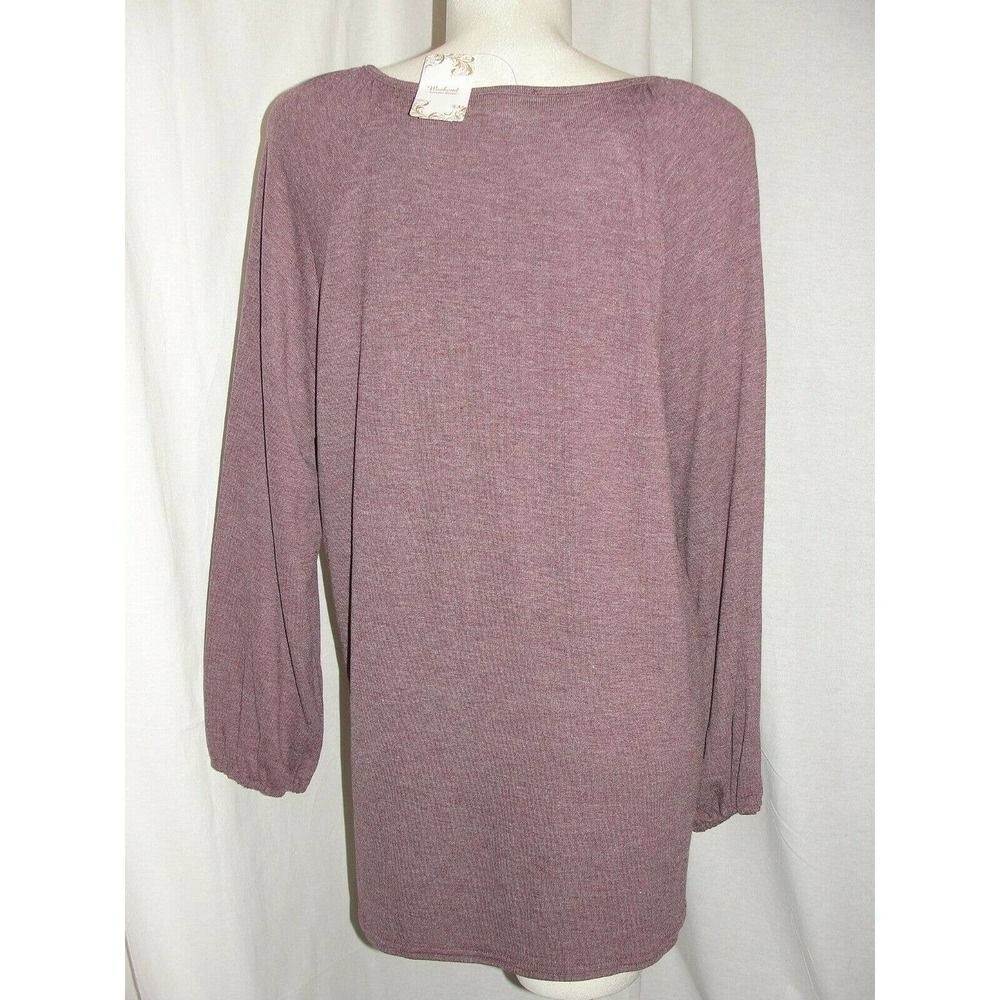 Weekend SUZANNE BETRO Top Women's Plus Size 1X Burgundy Crochet Overlay Tunic - Picture 4 of 4